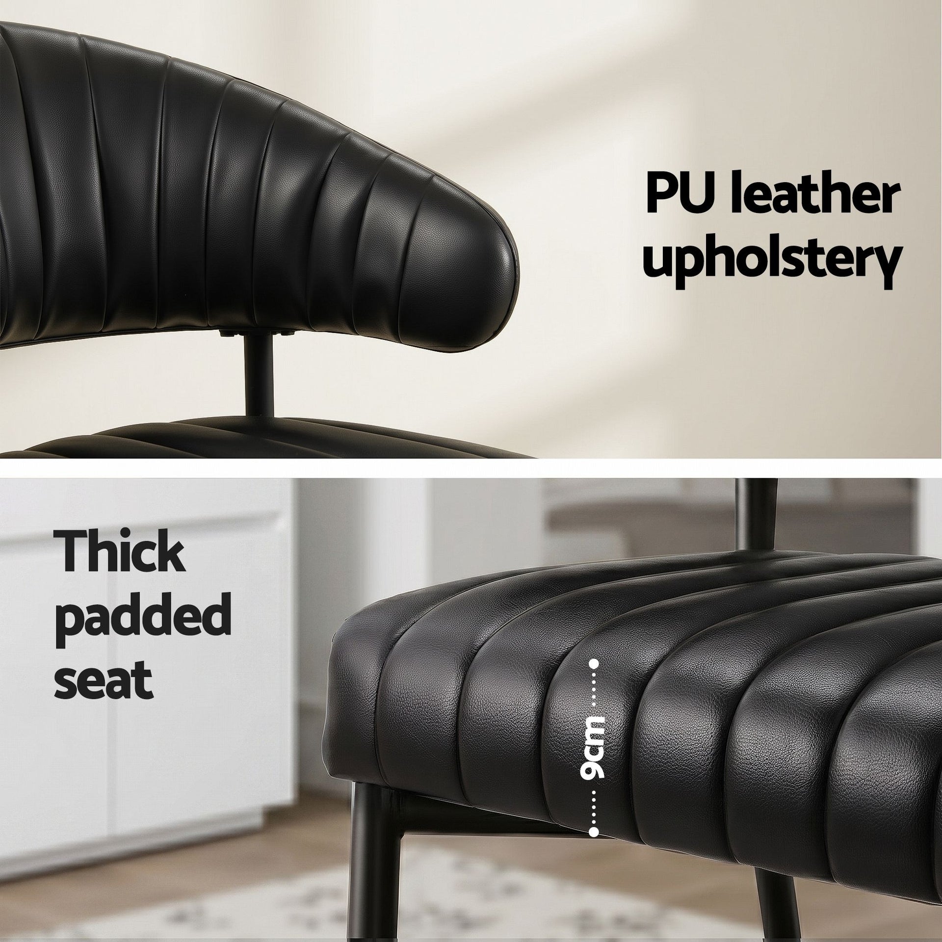 Artiss Dining Chairs Set of 6 Leather Hollow Armchair Black Awezingly