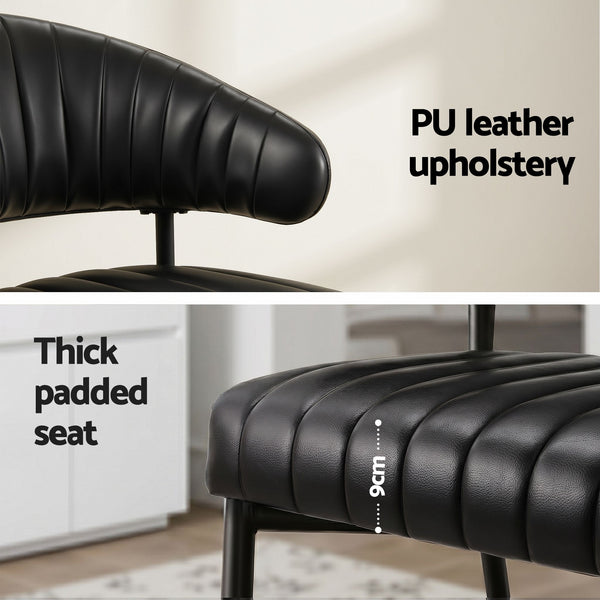 Artiss Dining Chairs Set of 6 Leather Hollow Armchair Black Awezingly