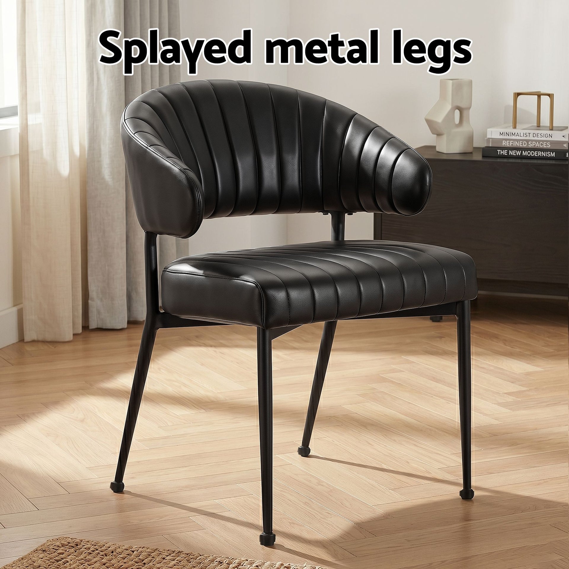 Artiss Dining Chairs Set of 6 Leather Hollow Armchair Black Awezingly