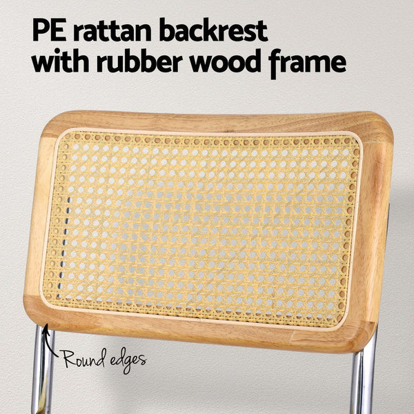 Artiss Dining Chairs Set of 4 Velvet Rattan Cantilever Yellow Artiss