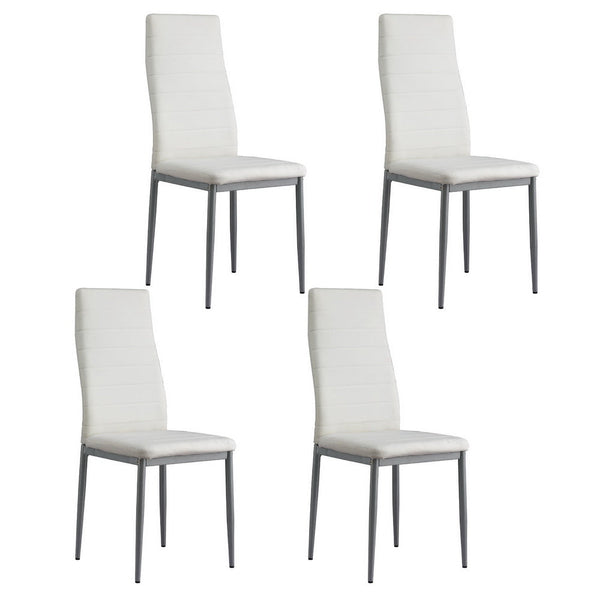 Artiss Dining Chairs Set of 4 Leather Channel Tufted White Artiss