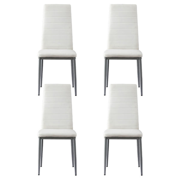 Artiss Dining Chairs Set of 4 Leather Channel Tufted White Artiss