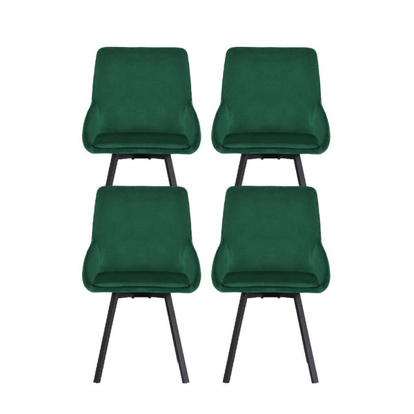 Artiss Dining Chairs Set of 4 Velvet Swivel Base Green Artiss