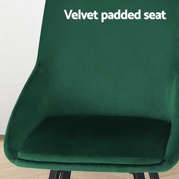 Artiss Dining Chairs Set of 4 Velvet Swivel Base Green Artiss
