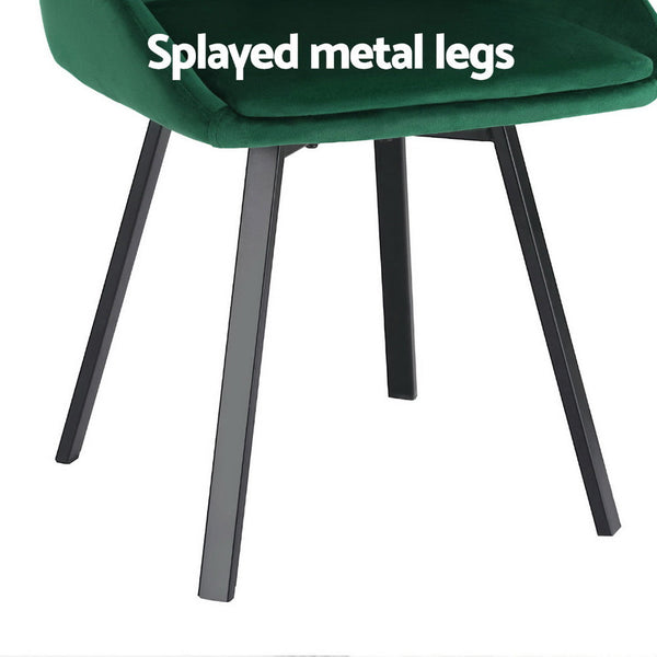 Artiss Dining Chairs Set of 4 Velvet Swivel Base Green Artiss