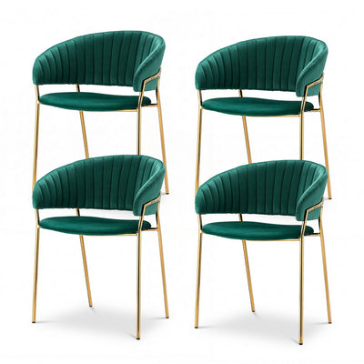Artiss Dining Chairs Set of 4 Velvet Hollow Armchair Green