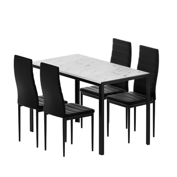1 Artiss Dining Table and 4 Chairs Set Marble Effect Artiss