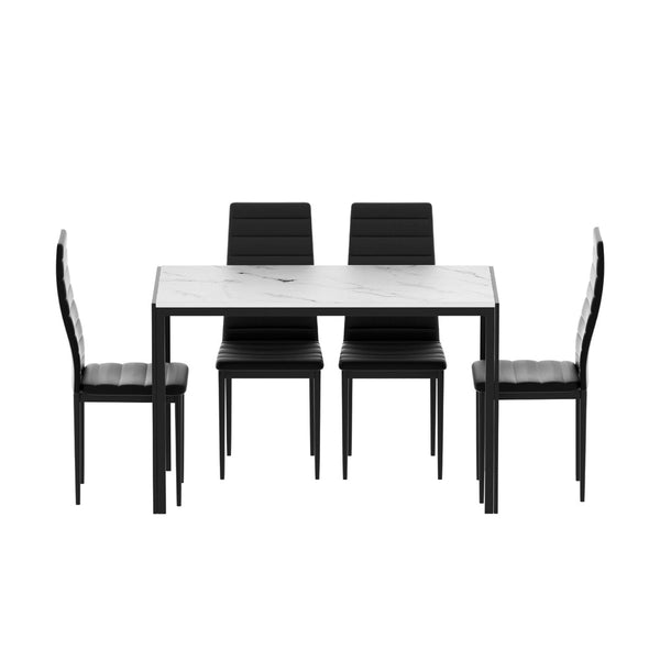 1 Artiss Dining Table and 4 Chairs Set Marble Effect Artiss