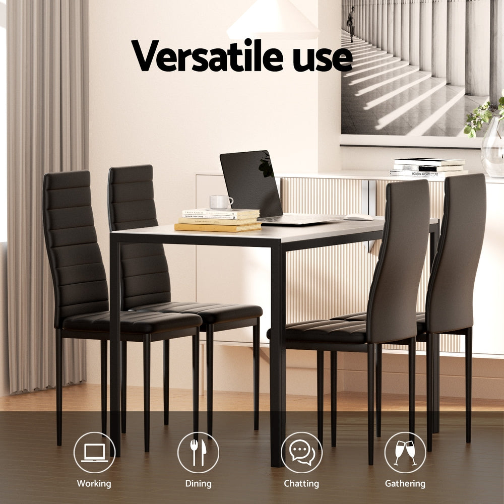 1 Artiss Dining Table and 4 Chairs Set Marble Effect Artiss