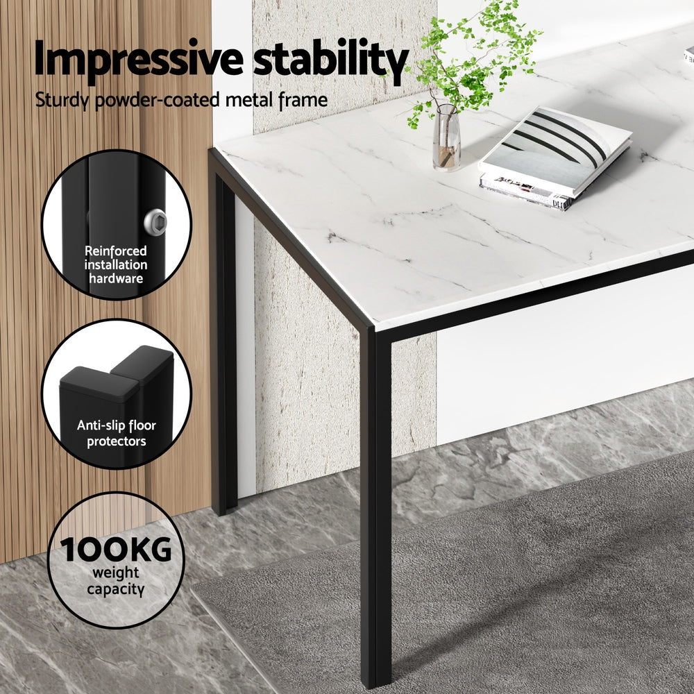 1 Artiss Dining Table and 4 Chairs Set Marble Effect Artiss