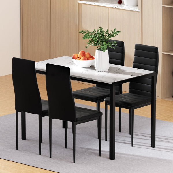 1 Artiss Dining Table and 4 Chairs Set Marble Effect Artiss