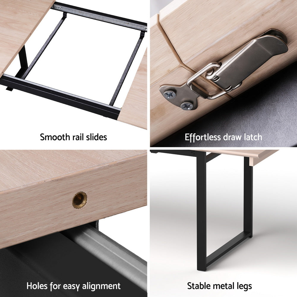 Artiss 2M Extendable Dining Table Kitchen Cafe Lounge Restaurant Tables Natural Artiss