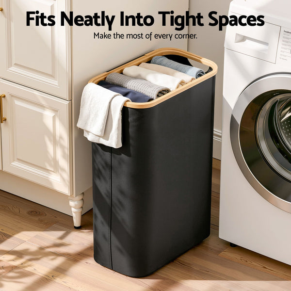 Artiss Laundry Basket with Removable Bag Foldable Black Awezingly