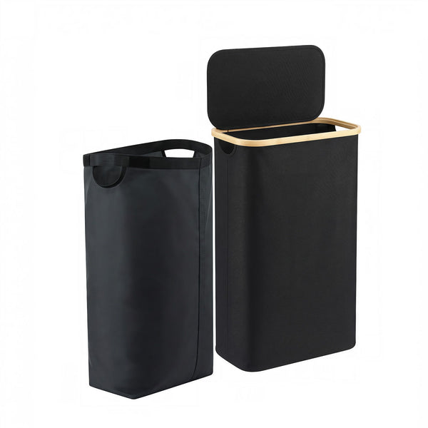 Artiss Laundry Basket with Removable Bag Foldable Black Awezingly