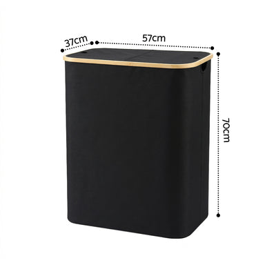 Artiss 2 Sections Laundry Basket with Removable Bags Foldable Black