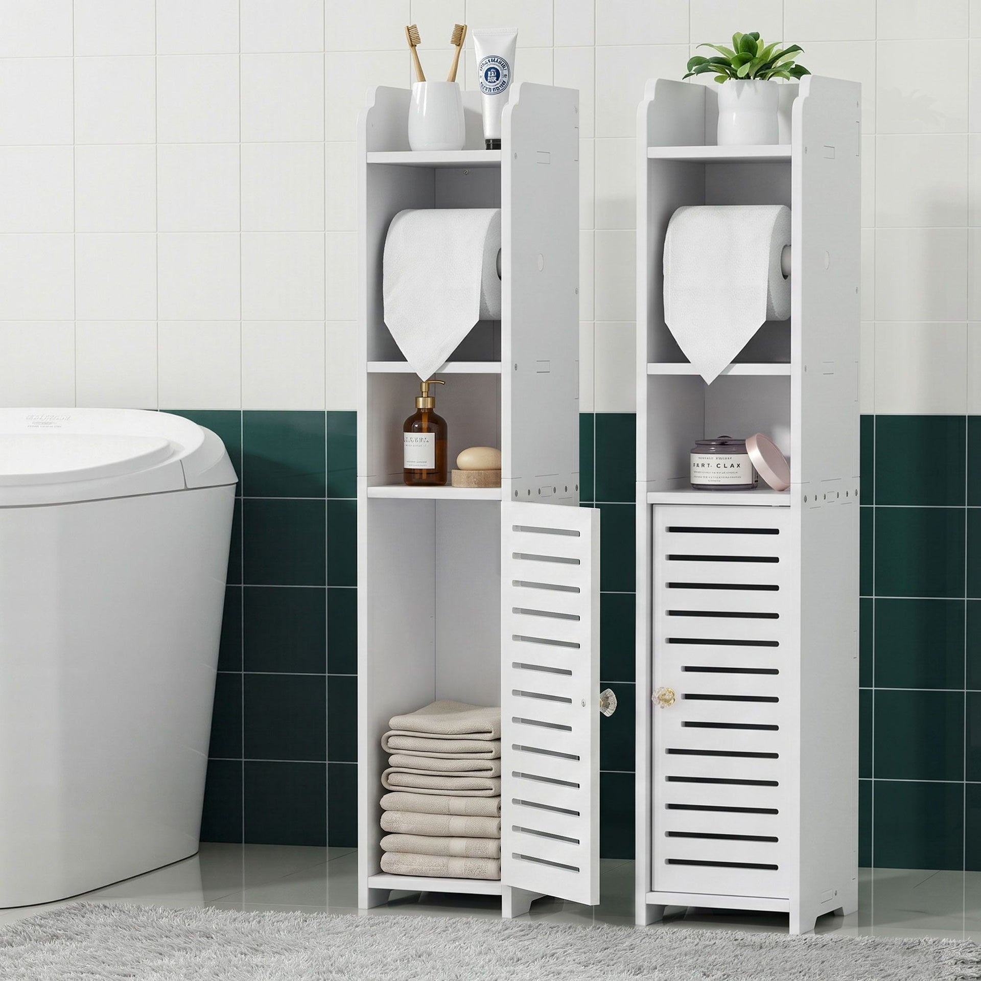 Artiss 2X Bathroom Cabinet Toilet Roll Holder 76cm Awezingly