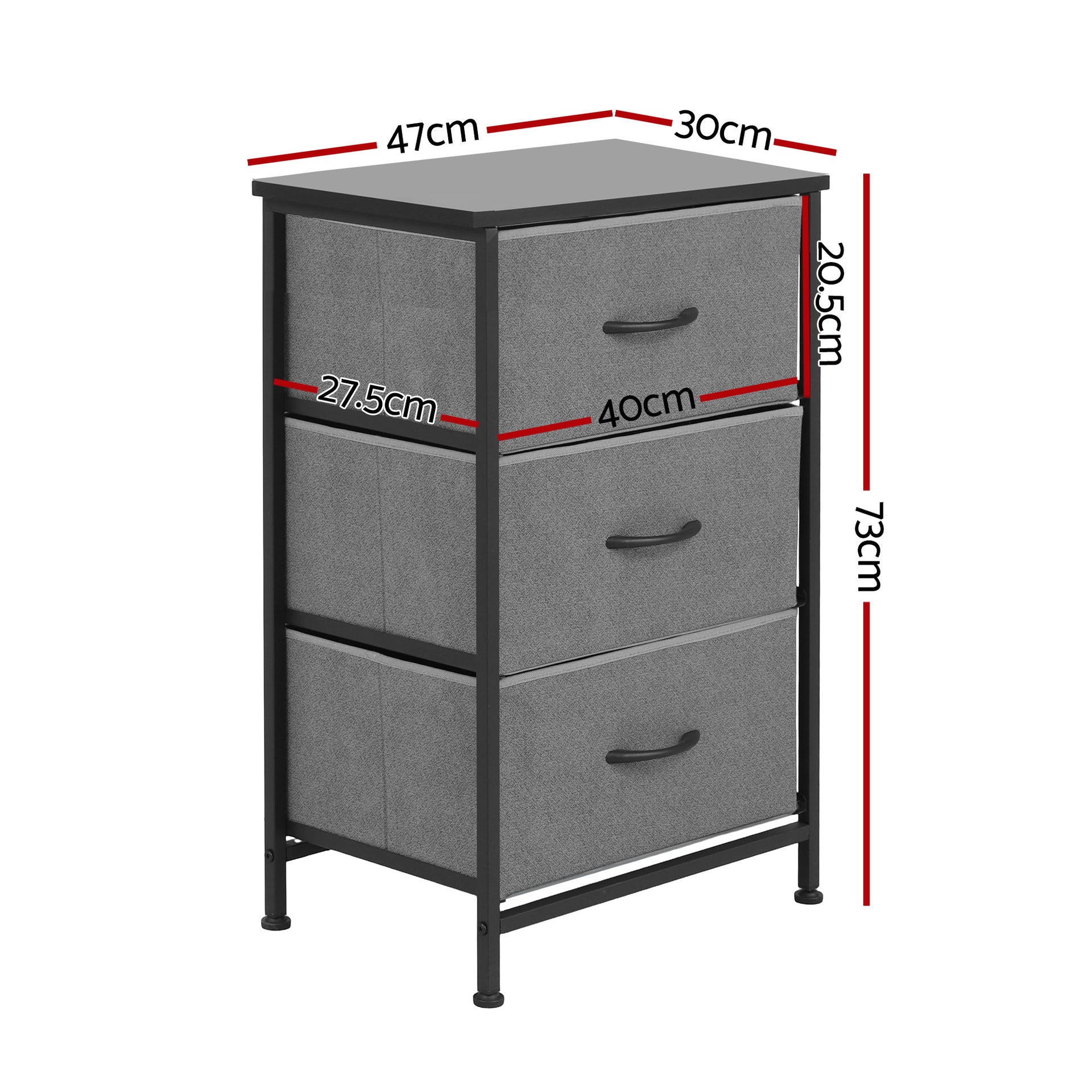 Artiss Set of 2 Chest of 3 Drawers Storage Dresser Tallboy Grey Awezingly