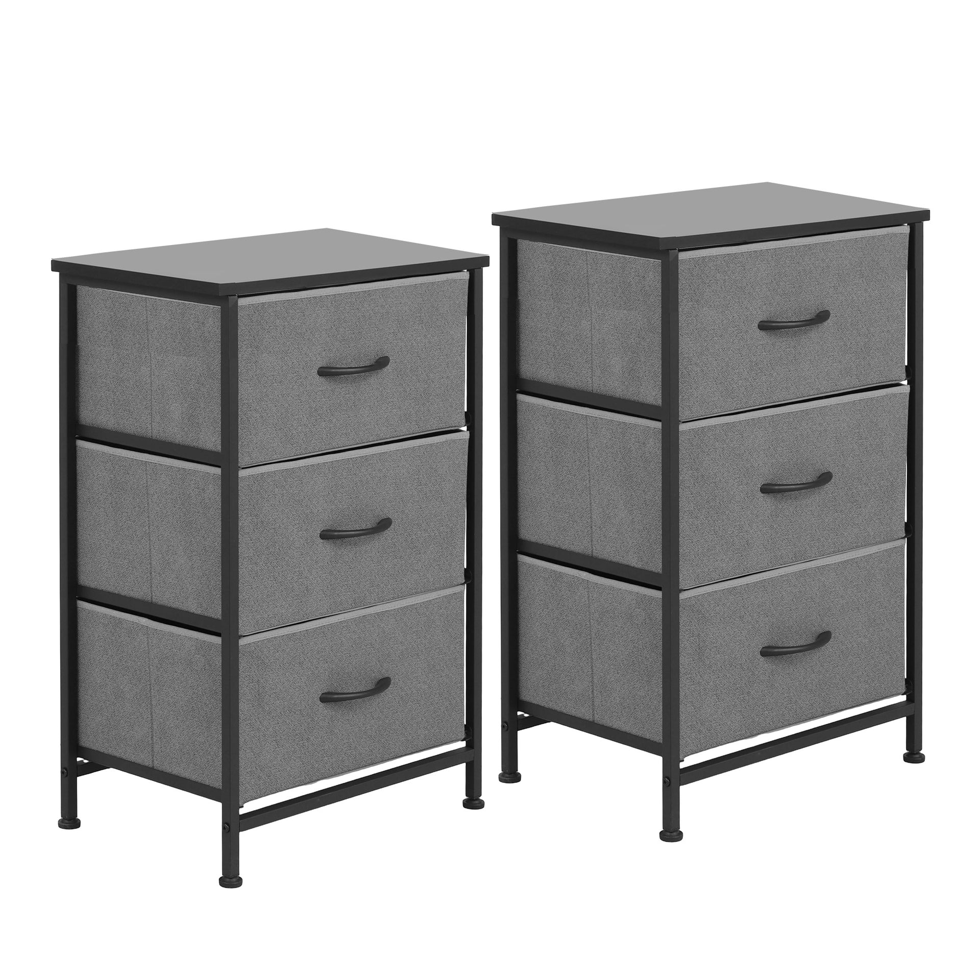 Artiss Set of 2 Chest of 3 Drawers Storage Dresser Tallboy Grey Awezingly