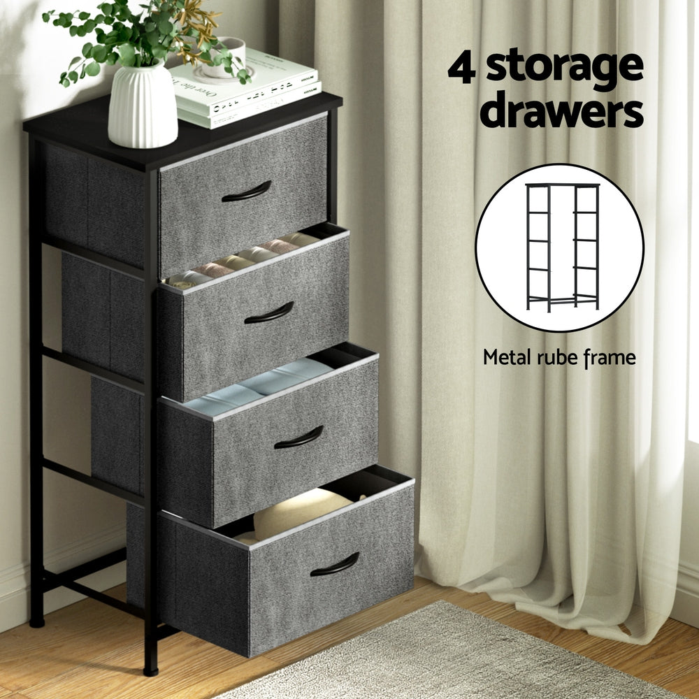 Artiss Chest of 4 Drawers Storage Dresser Tallboy Grey Artiss