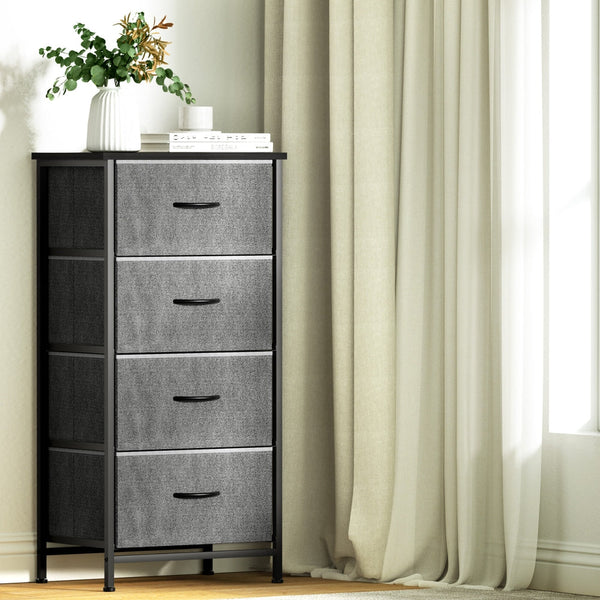 Artiss Chest of 4 Drawers Storage Dresser Tallboy Grey Artiss