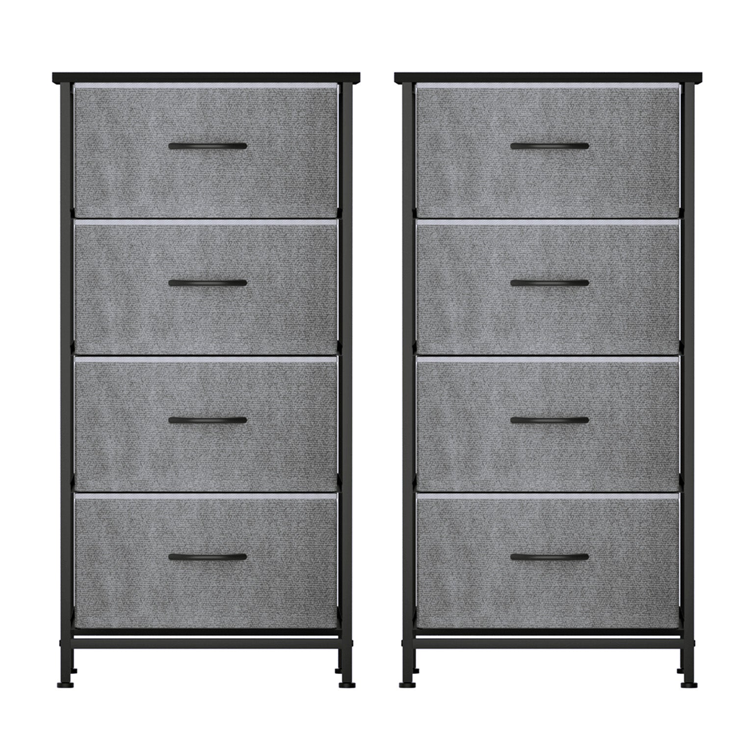 Artiss Set of 2 Chest of 4 Drawers Storage Dresser Tallboy Grey Awezingly