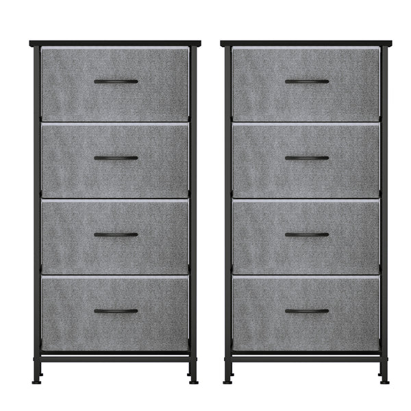 Artiss Set of 2 Chest of 4 Drawers Storage Dresser Tallboy Grey Awezingly