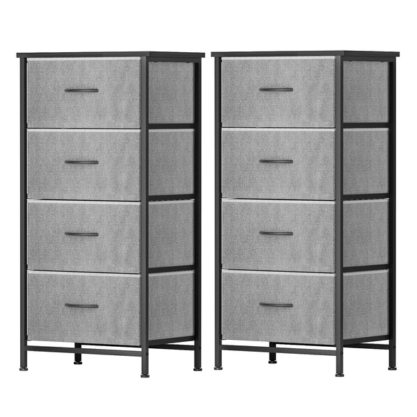 Artiss Set of 2 Chest of 4 Drawers Storage Dresser Tallboy Grey Awezingly