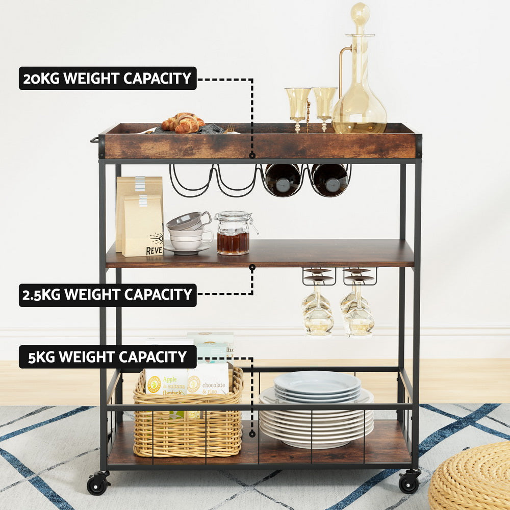 Artiss Kitchen Island Rolling Serving Cart Artiss