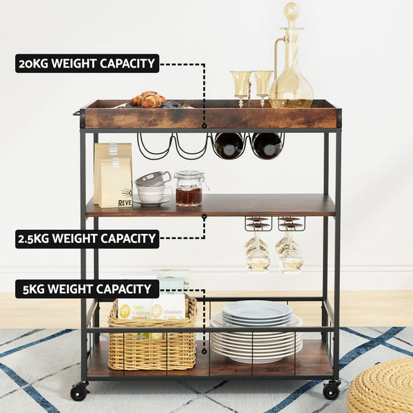 Artiss Kitchen Island Rolling Serving Cart Artiss