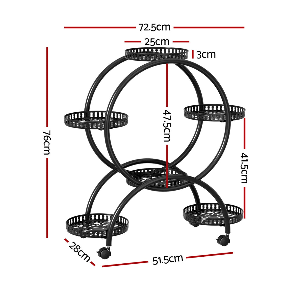 Artiss Plant Stand 6 Tier Metal Flower Pot Rack Wheels Artiss