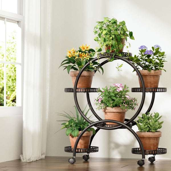 Artiss Plant Stand 6 Tier Metal Flower Pot Rack Wheels Artiss