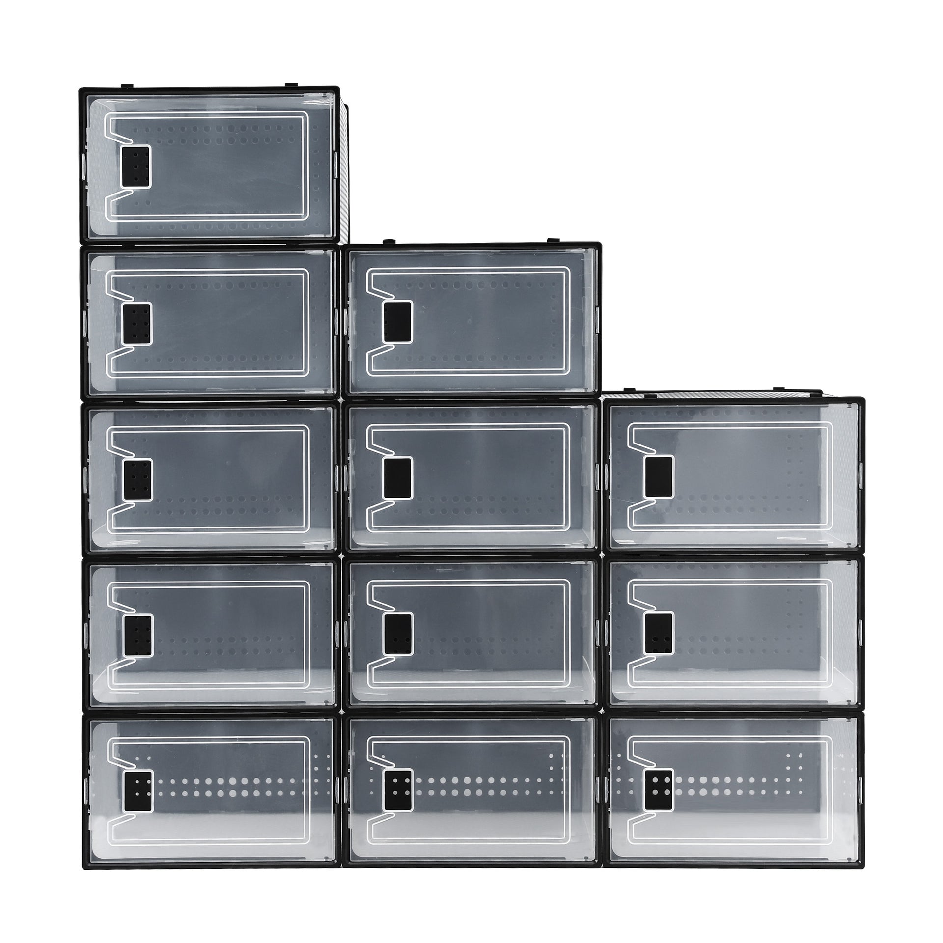 Artiss Shoe Storage Box DIY Set of 12 Stackable Black Awezingly