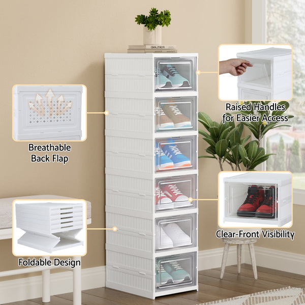 Artiss Foldable Shoe Rack Organizer 6 Tier Storage Shelf Hallway Awezingly
