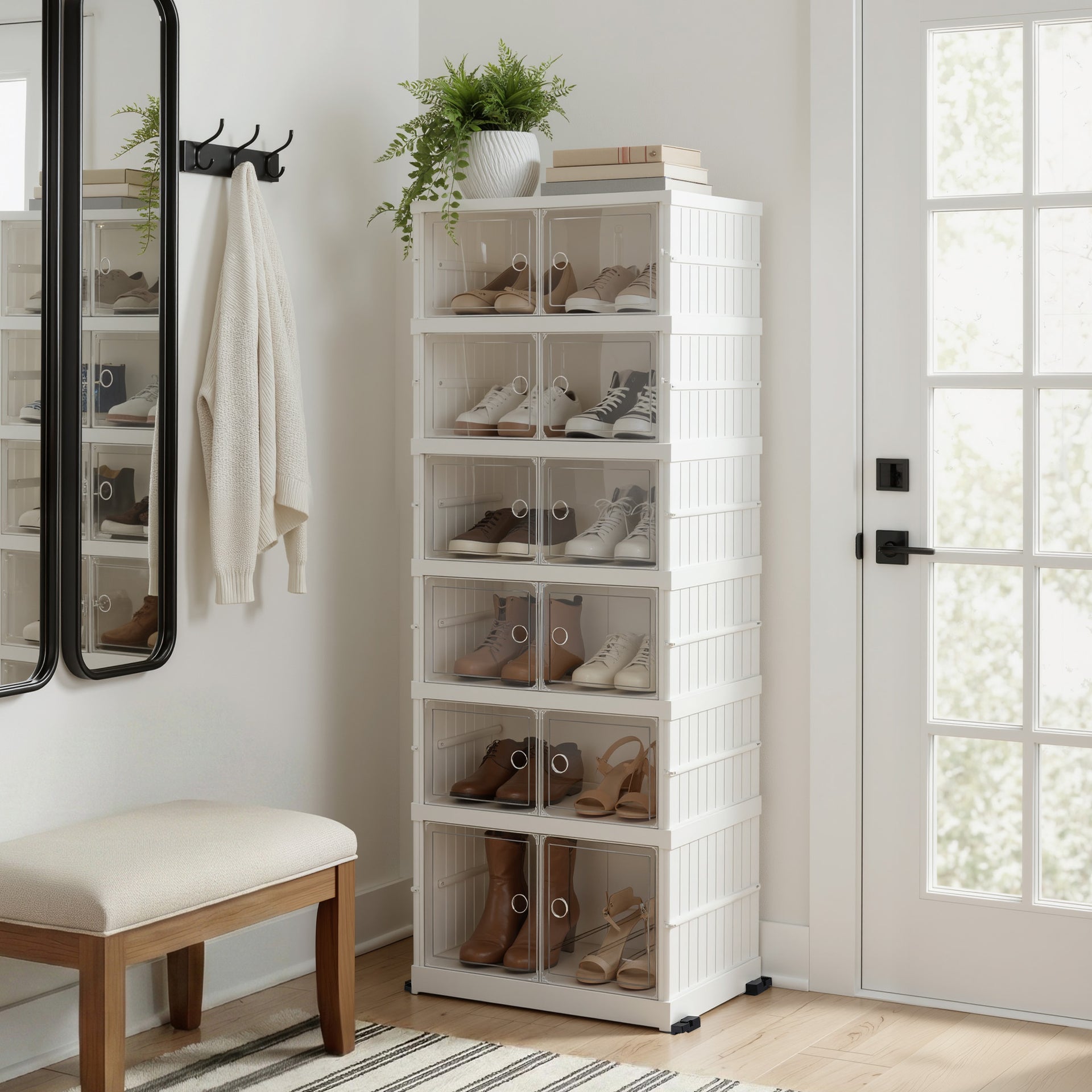 Artiss Foldable Shoe Storage Box 6 Tier 12 Pairs Entryway Awezingly