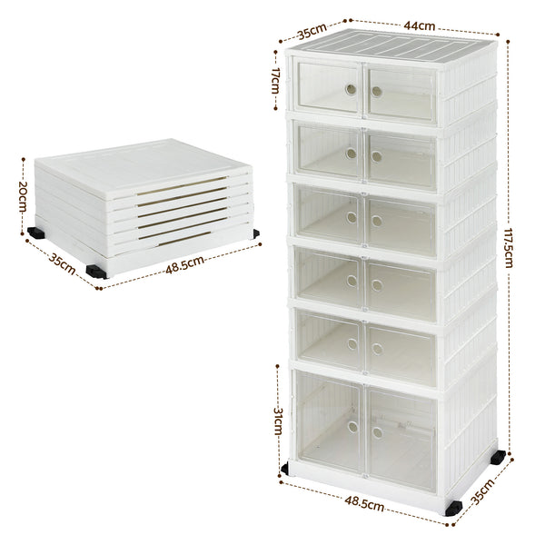 Artiss Foldable Shoe Storage Box 6 Tier 12 Pairs Entryway Awezingly