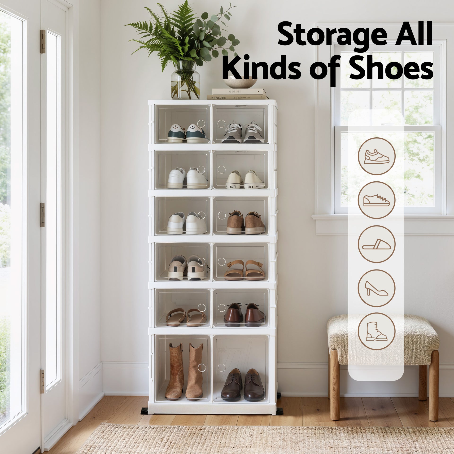 Artiss Foldable Shoe Storage Box 6 Tier 12 Pairs Entryway Awezingly