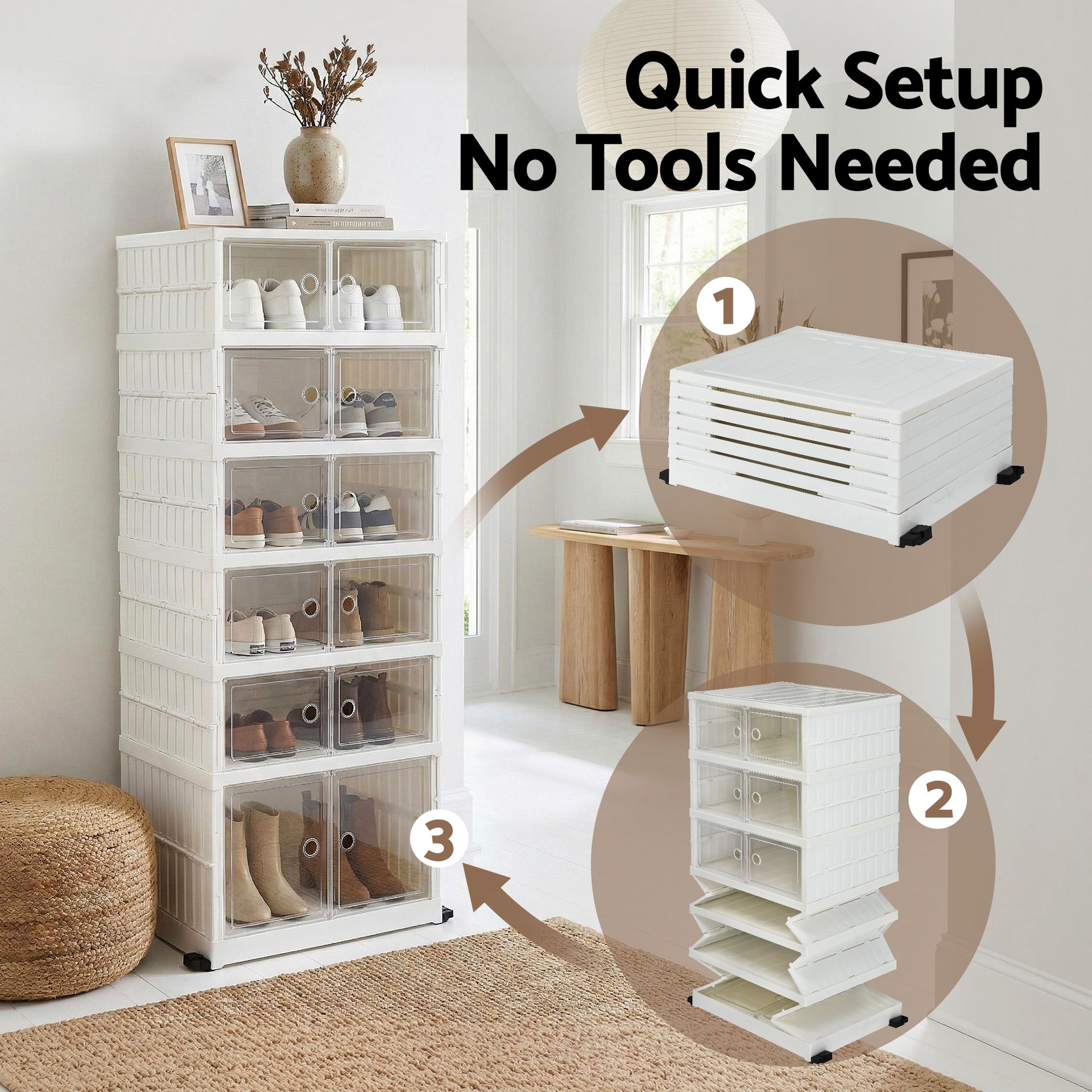 Artiss Foldable Shoe Storage Box 6 Tier 12 Pairs Entryway Awezingly