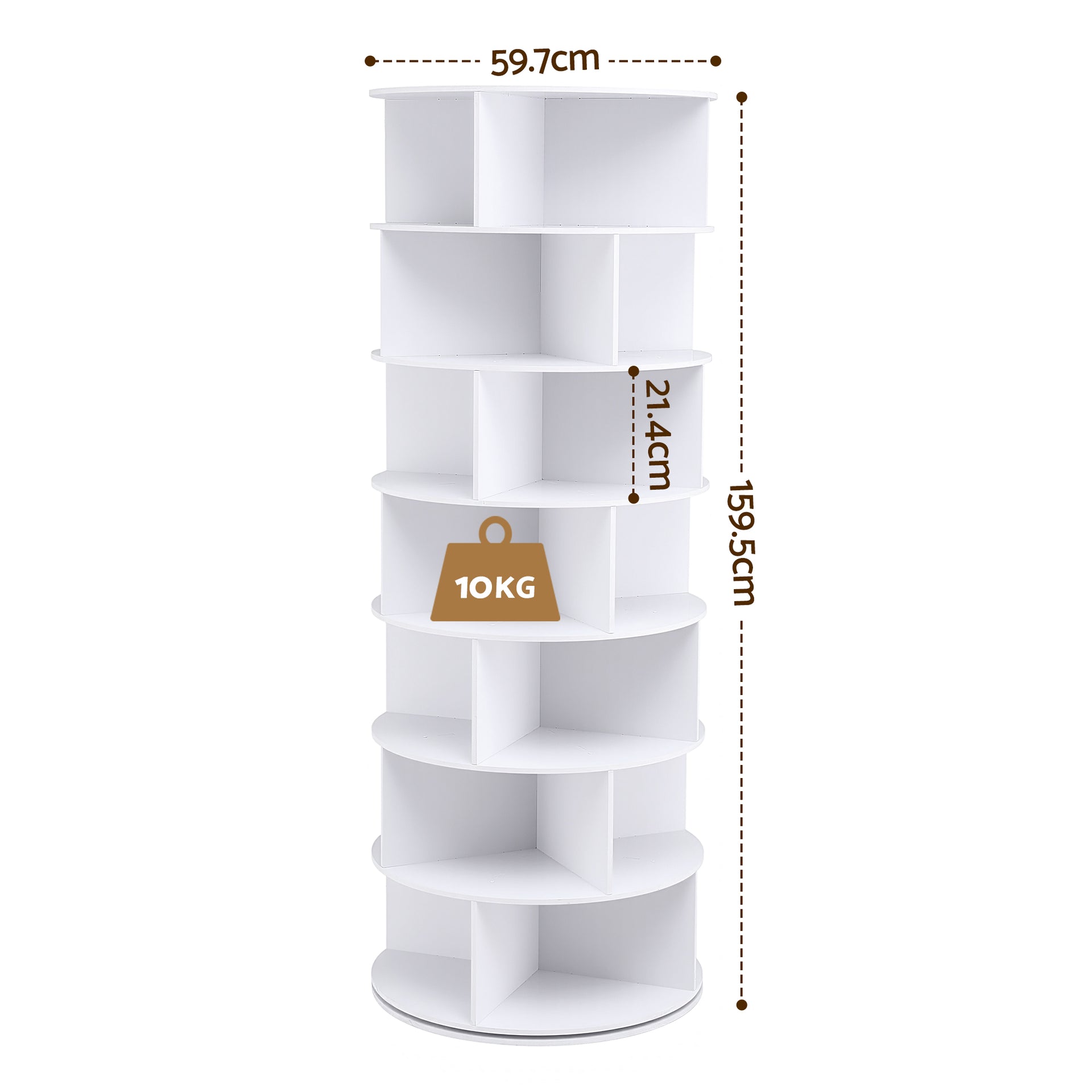 Artiss 7 Tier 360° Rotating Shoe Rack Storage Display Shelf White Awezingly