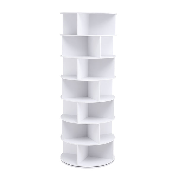 Artiss 7 Tier 360° Rotating Shoe Rack Storage Display Shelf White Awezingly
