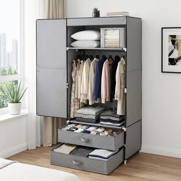 Artiss Large Portable Clothes Closet Wardrobe with Magnetic Door Grey Awezingly