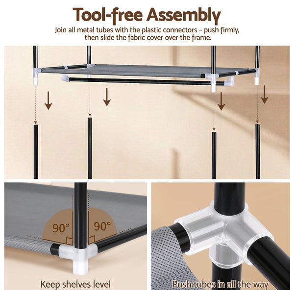Artiss Large Portable Clothes Closet Wardrobe with Magnetic Door Grey Awezingly
