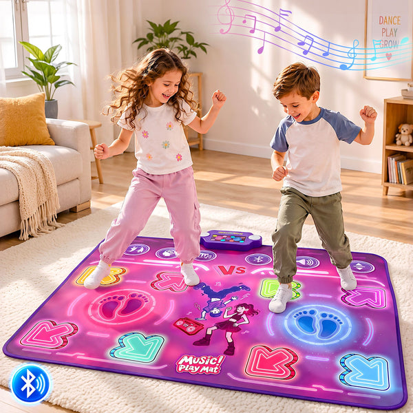 Keezi Double Player Dance Mat for Kid Rechargeable Electronic Dance Game Pad with Bluetooth, 4 Modes Awezingly