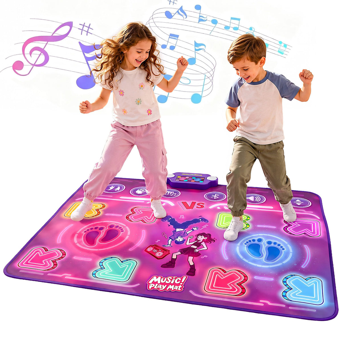 Keezi Double Player Dance Mat for Kid Rechargeable Electronic Dance Game Pad with Bluetooth, 4 Modes Awezingly