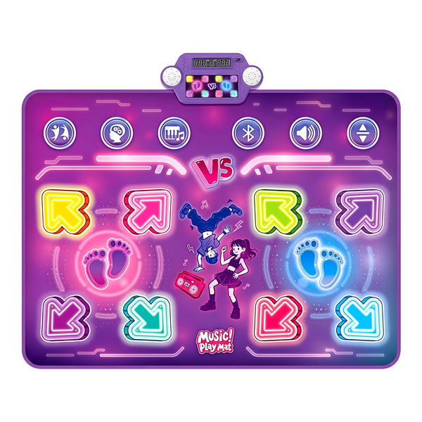Keezi Double Player Dance Mat for Kid Rechargeable Electronic Dance Game Pad with Bluetooth, 4 Modes Awezingly