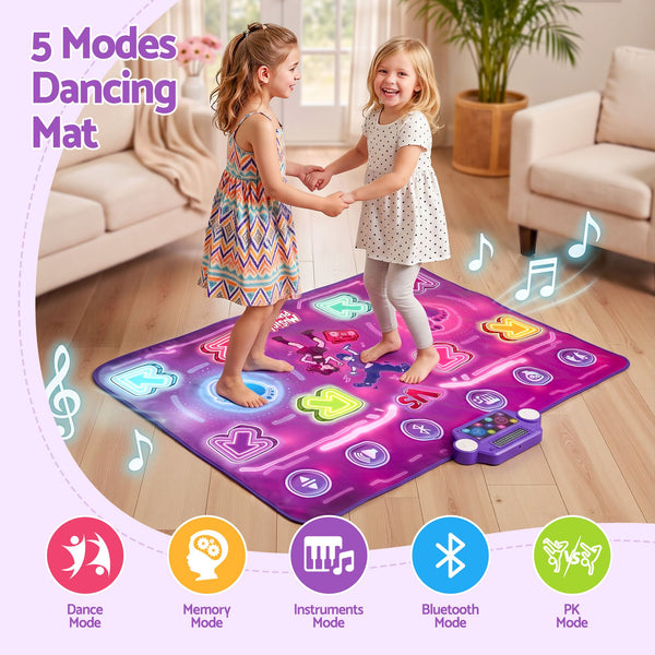 Keezi Double Player Dance Mat for Kid Rechargeable Electronic Dance Game Pad with Bluetooth, 4 Modes Awezingly