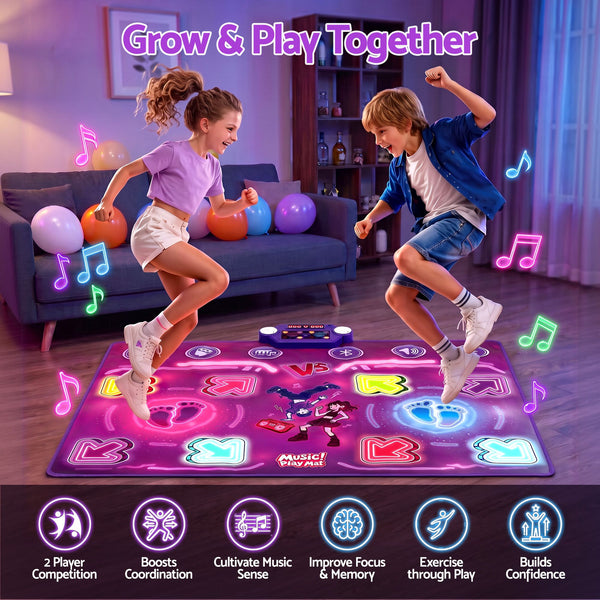 Keezi Double Player Dance Mat for Kid Rechargeable Electronic Dance Game Pad with Bluetooth, 4 Modes Awezingly
