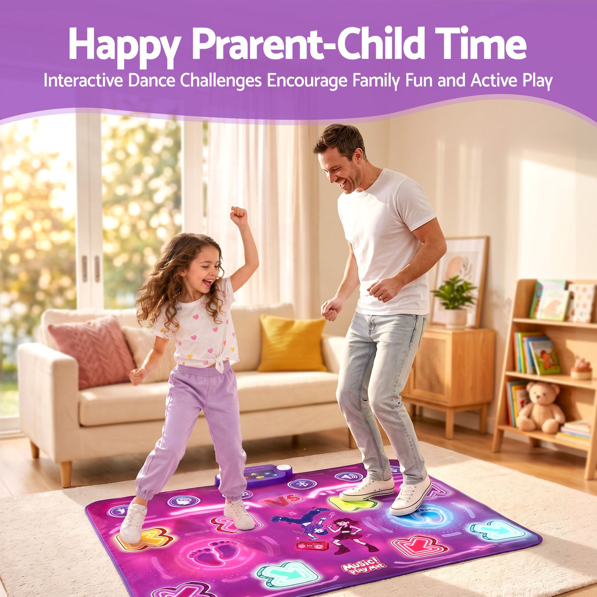Keezi Double Player Dance Mat for Kid Rechargeable Electronic Dance Game Pad with Bluetooth, 4 Modes Awezingly
