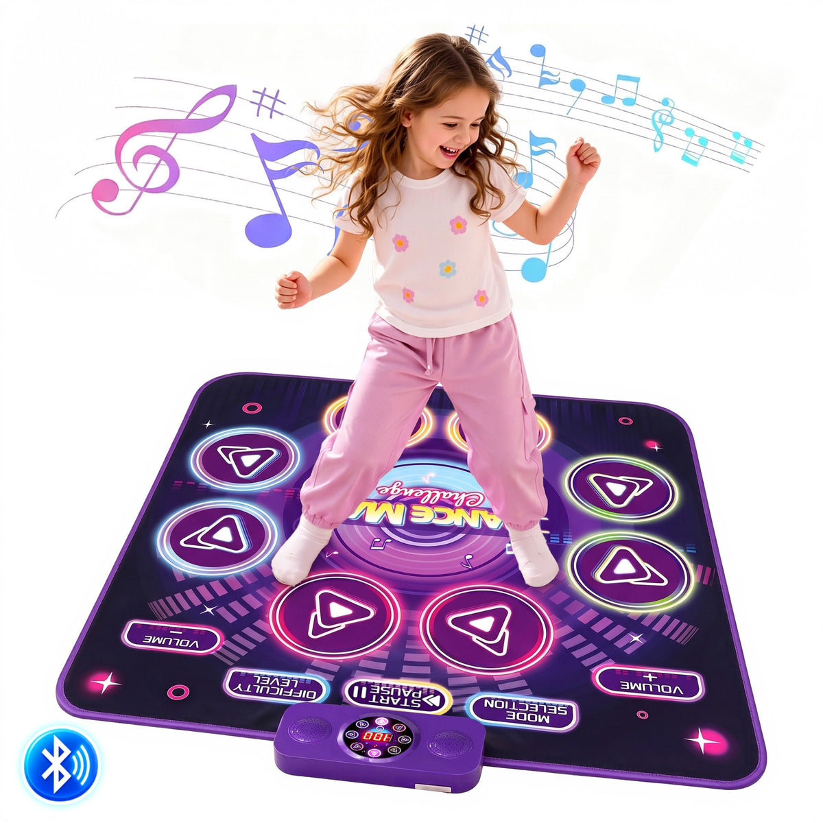 Keezi Dance Mat Toy for Kids Age 3-12 Electronic Dance Pad with Bluetooth 4 Game Modes Purple Awezingly