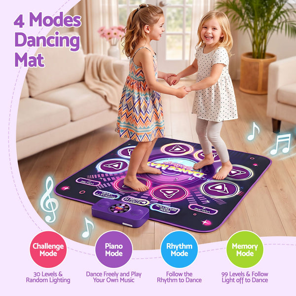 Keezi Dance Mat Toy for Kids Age 3-12 Electronic Dance Pad with Bluetooth 4 Game Modes Purple Awezingly