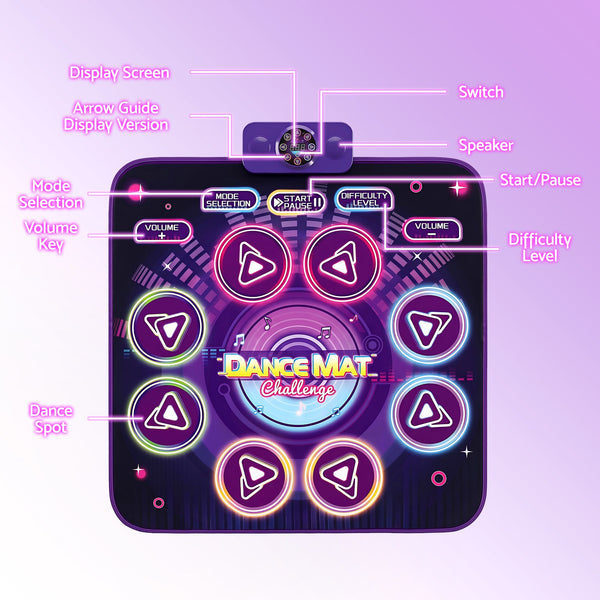 Keezi Dance Mat Toy for Kids Age 3-12 Electronic Dance Pad with Bluetooth 4 Game Modes Purple Awezingly